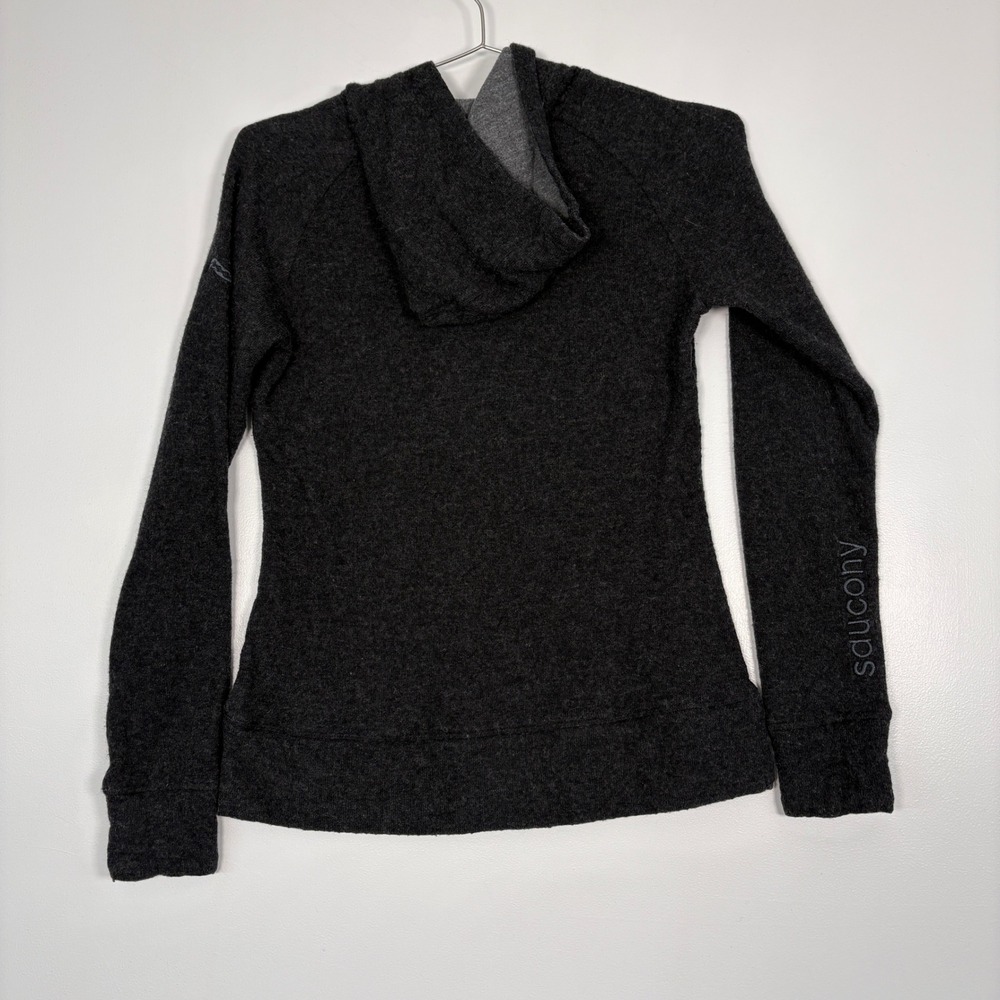 Saucony Womens Hoodie Sz M Charcoal Gray Wool Blend Running Pullover Sa81390-Bk View 6